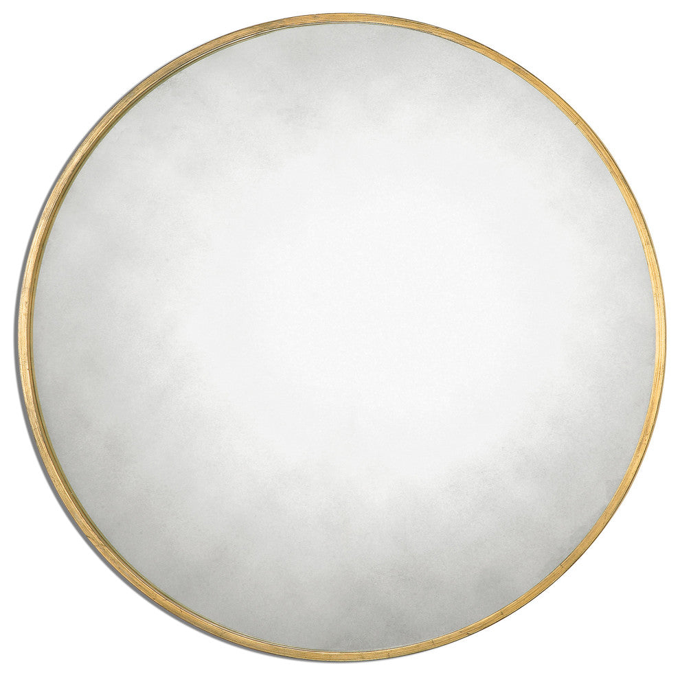 Uttermost Junius Round Contemporary Metal and MDF Wood Mirror in Gold