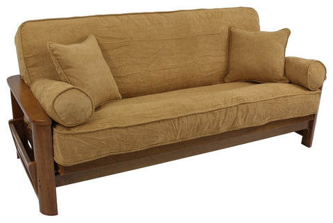 Solid Microsuede Full Futon Cover Set, Saddle Brown