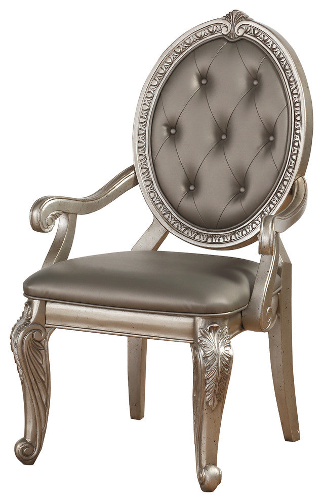 ACME Northville Arm Chair (Set-2), PU and Antique Champagne