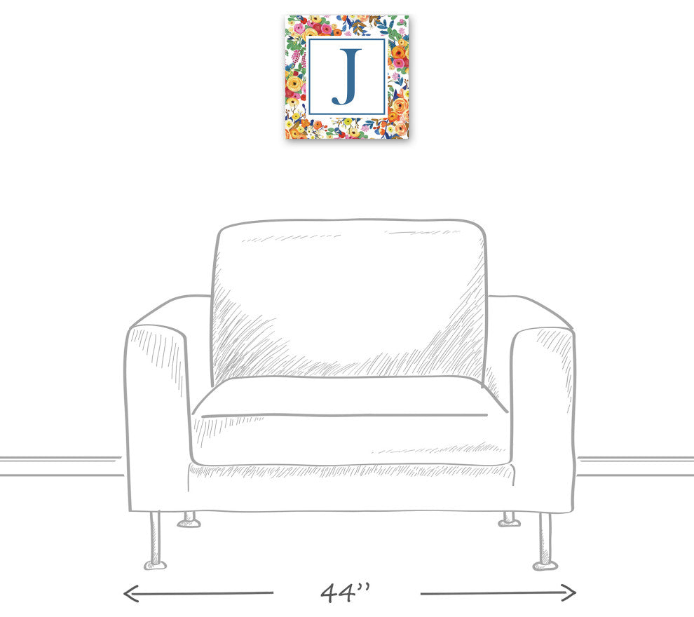 Wildflower Monogram - J 12x12 Canvas Wall Art