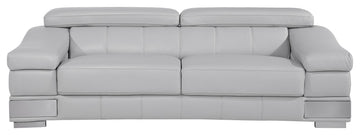 Milan Contemporary Genuine Italian Leather Loveseat Light Gray