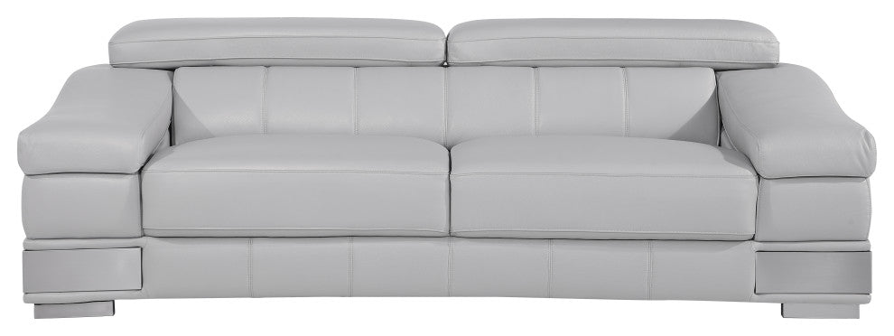 Milan Contemporary Genuine Italian Leather Loveseat Light Gray