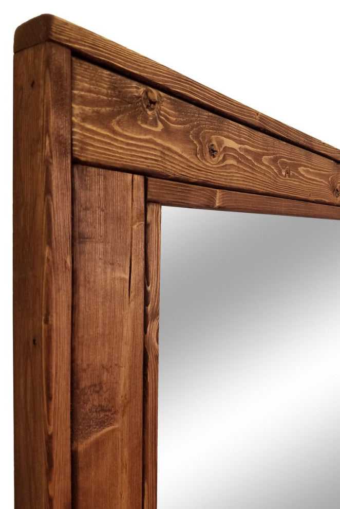 Herringbone Stained Vanity Mirror, English Chestnut, 36"x30", Horizontal