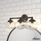 Saddle Creek Noble Bronze, Clear Seeded Glass 3 Light Vanity Wall Light