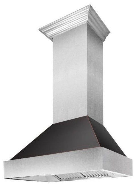 Ducted DuraSnow Stainless Steel Range Hood with Oil Rubbed Bronze Shell