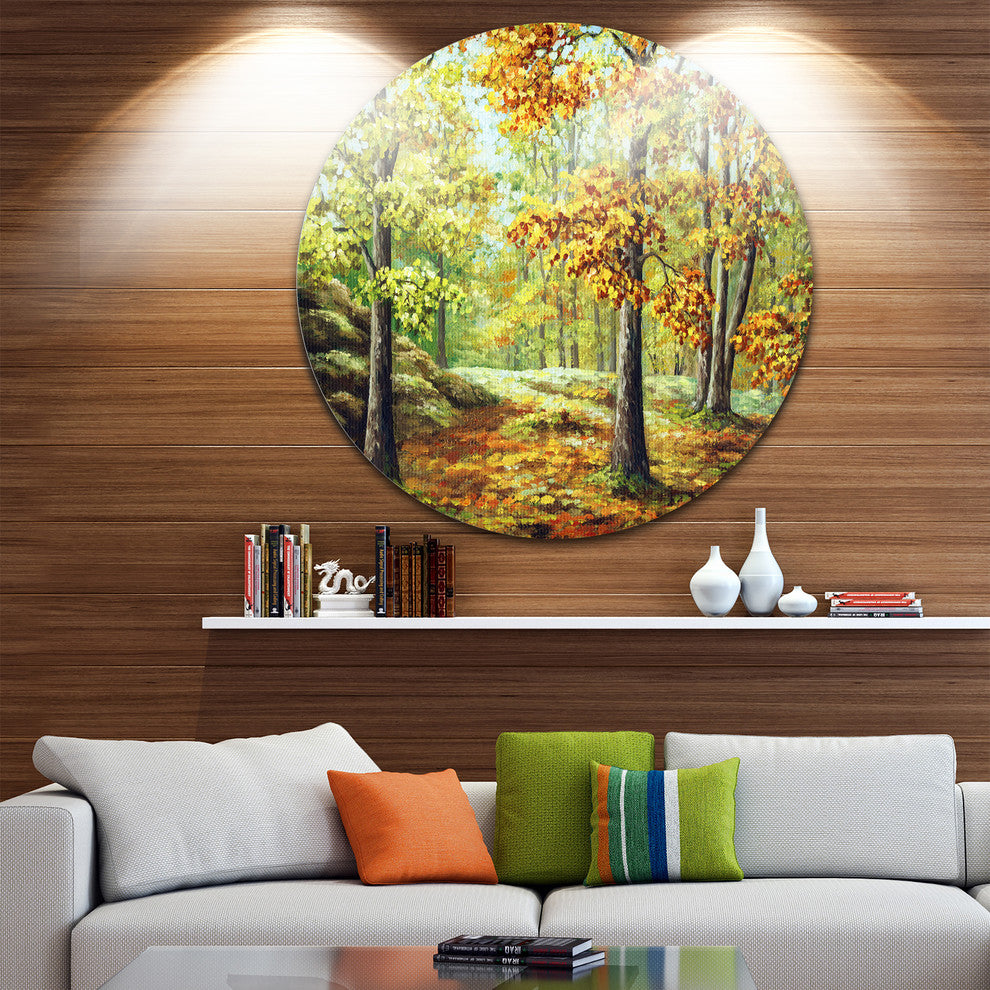 Autumn Wood, Landscape Disc Metal Wall Art, 23"