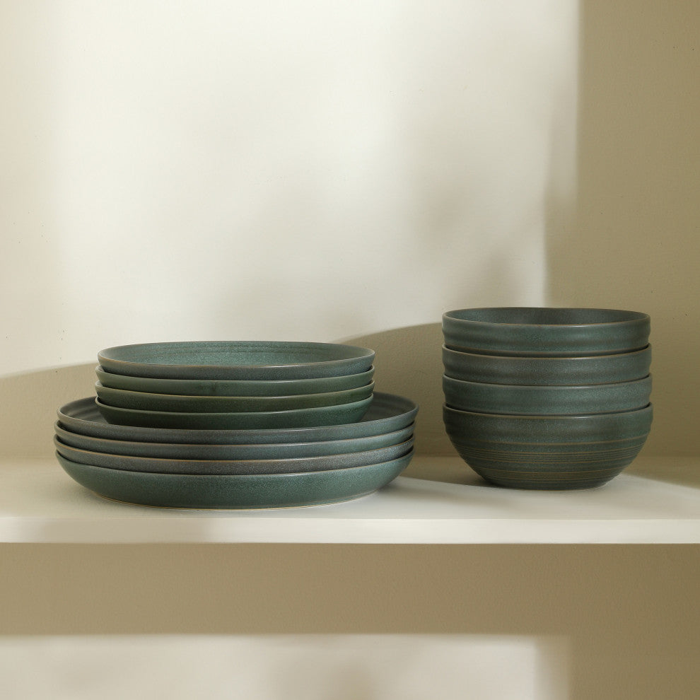 Stone Lain Elio Stoneware Dinner Plate Set of 4, Green