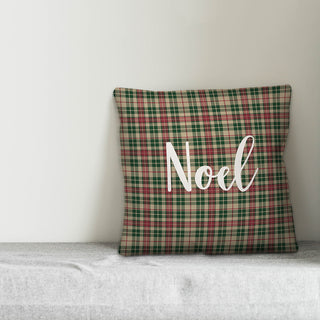 Noel, Tartan Plaid 18x18 Throw Pillow
