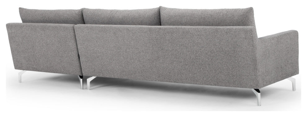 Metro Anderson Chaise Sectional, Chrome Legs, Dark Gray, Right Arm Facing