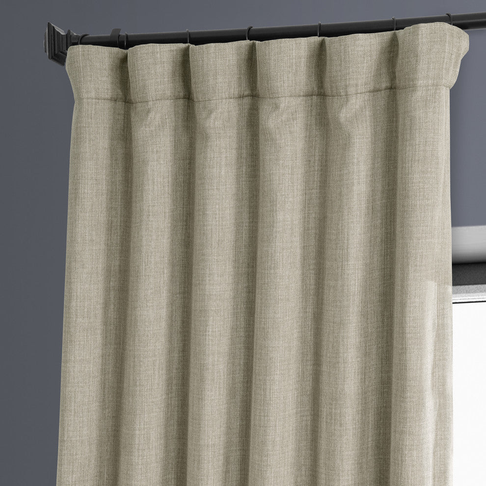 Faux Linen Darkening Curtain Single Panel, Oatmeal, 50"x96"