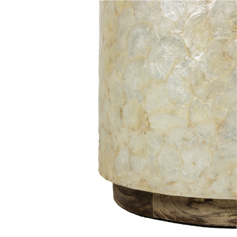 East at Main Sable Off-White Wood and Capiz Round Accent Table