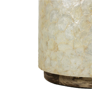 East at Main Sable Off-White Wood and Capiz Round Accent Table