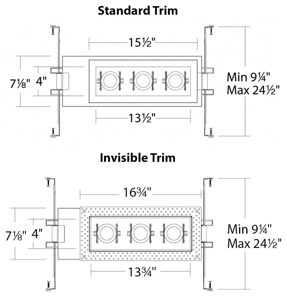 Silo LED Multiple Three-Light IC-Rated Airtight Housing, 2700K, White Black