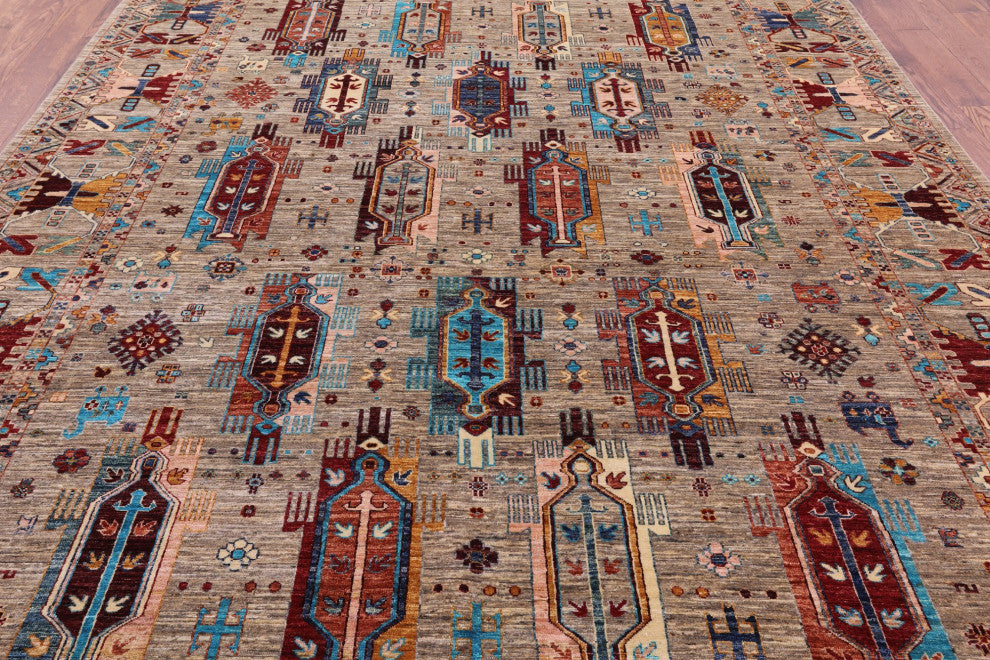 8' 10" X 12' 2" Hand-Knotted Tribal Fine Serapi Rug - Q12144
