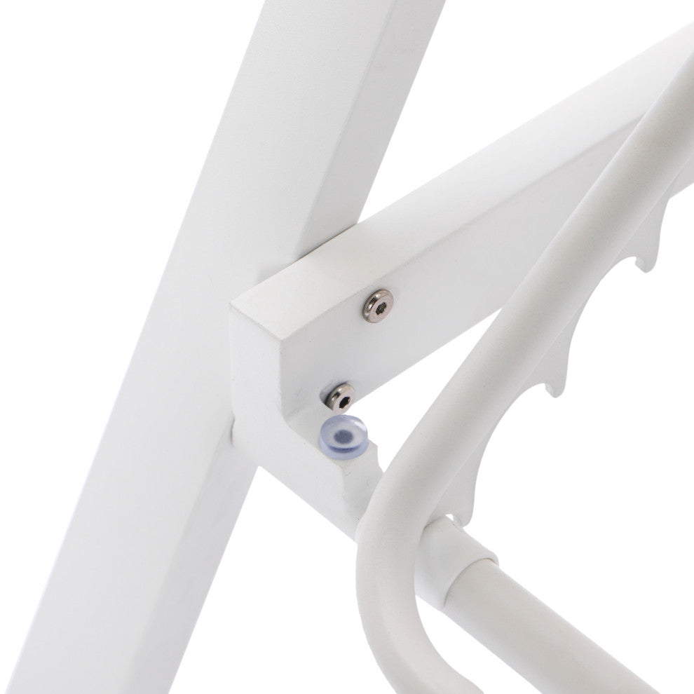 LeisureMod Marlin Patio Chaise Lounge Chair White Arms Set of 2, White