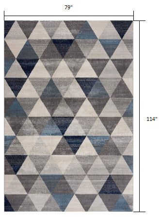 7"x10" Navy Blue Geometric Diamond Area Rug