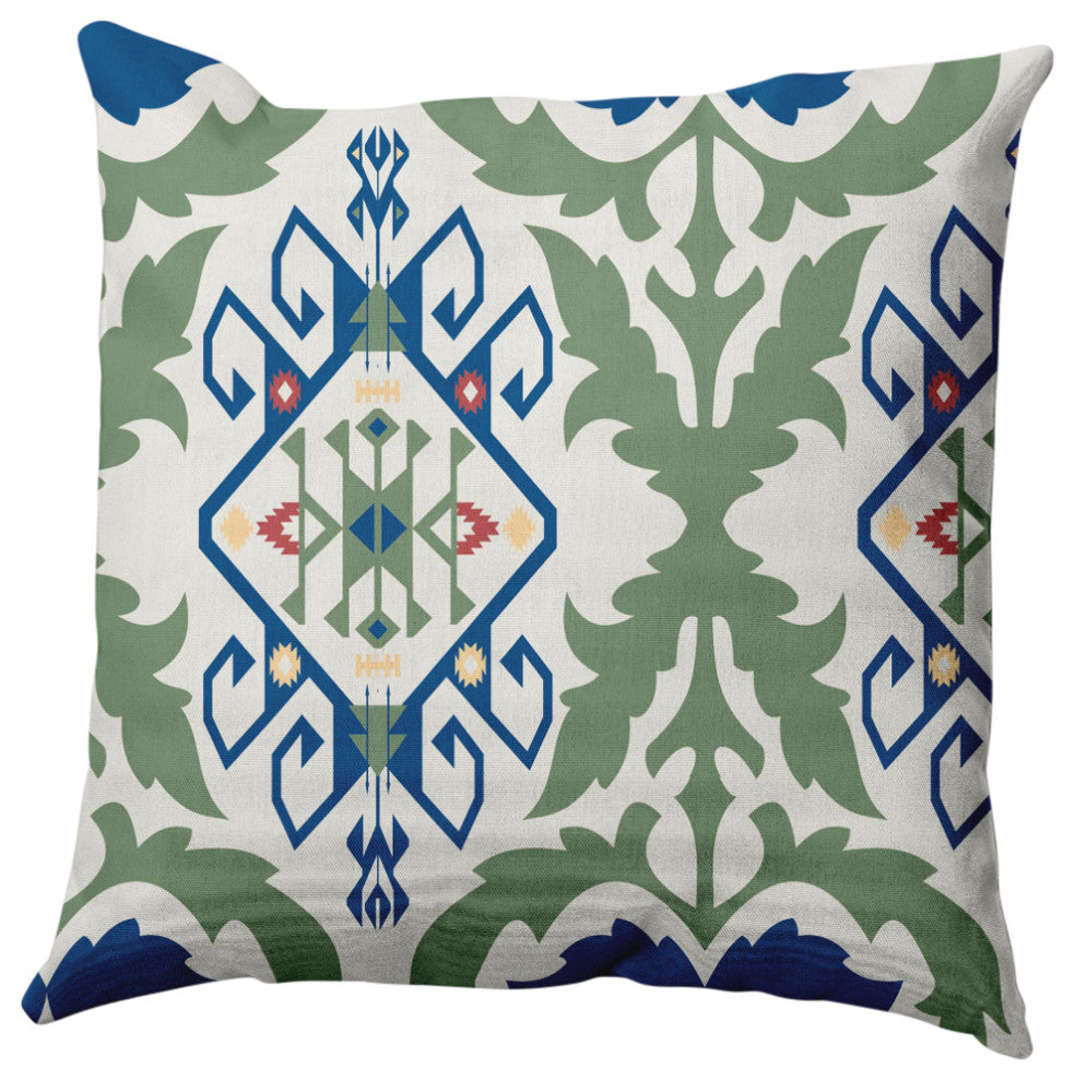 Bombay Medallion Decorative Throw Pillow, Dark Cobalt Blue, 18"x18"