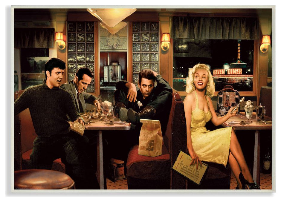 Stupell Industries Diner Dinner Vintage Hollywood Movie Star, 13 x 19
