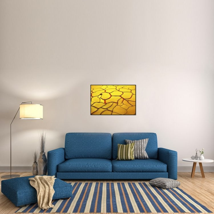 "Yellow Ground, Red Heart" Framed Canvas Giclee by E. De Juan, 37x25"