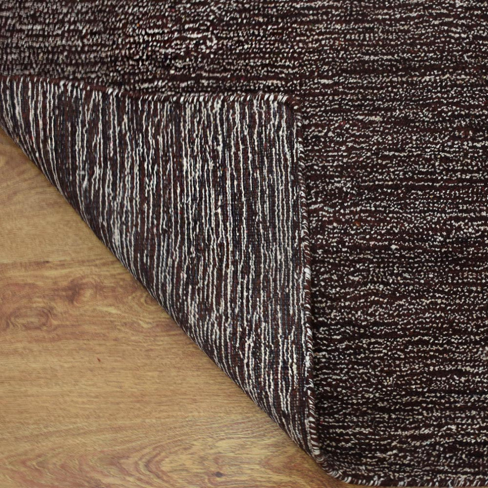 Hand Knotted Loom Silk Mix Area Rug Solid Brown White
