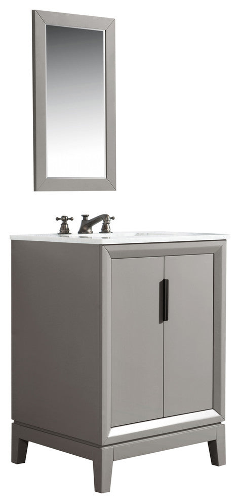 Elizabeth 24" Single Sink Carrara White Marble Vanity, Cashmere Gray