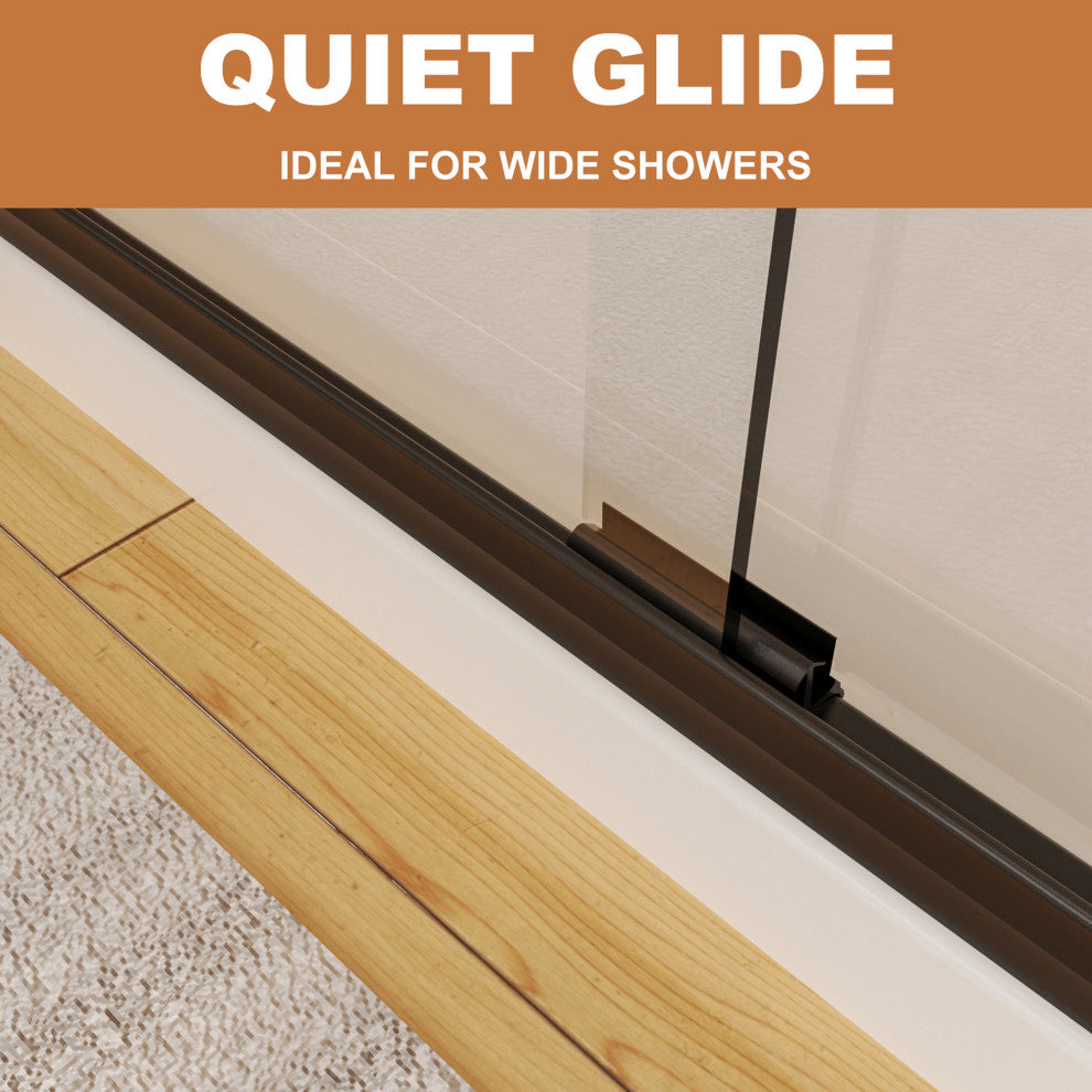 60" W x 70" H Framed Traditional Sliding Shower Door, Matte Black