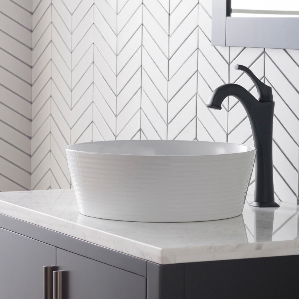 Viva Ceramic Round Vessel Bathroom Sink, White