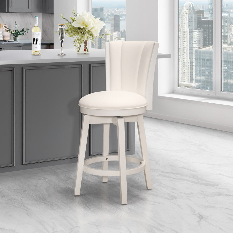 Hillsdale Gianna Wood Swivel Stool With Upholstered Back, Counter Height