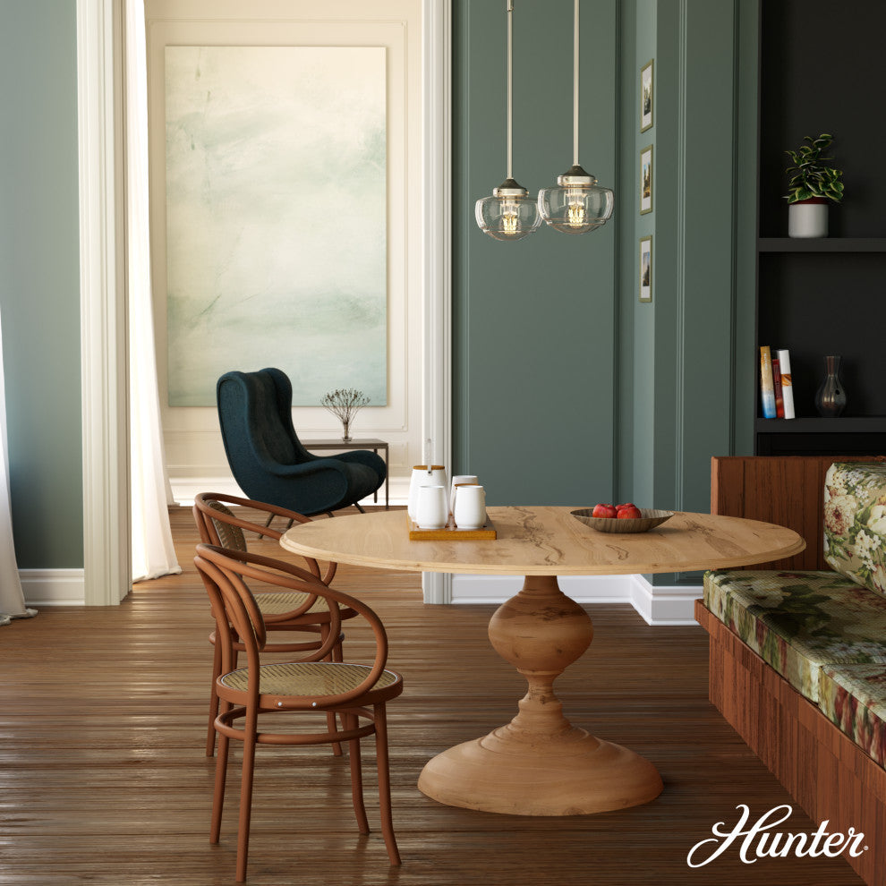 Saddle Creek Brushed Nickel, Clear Seeded Glass 1 Light Mini Pendant Light