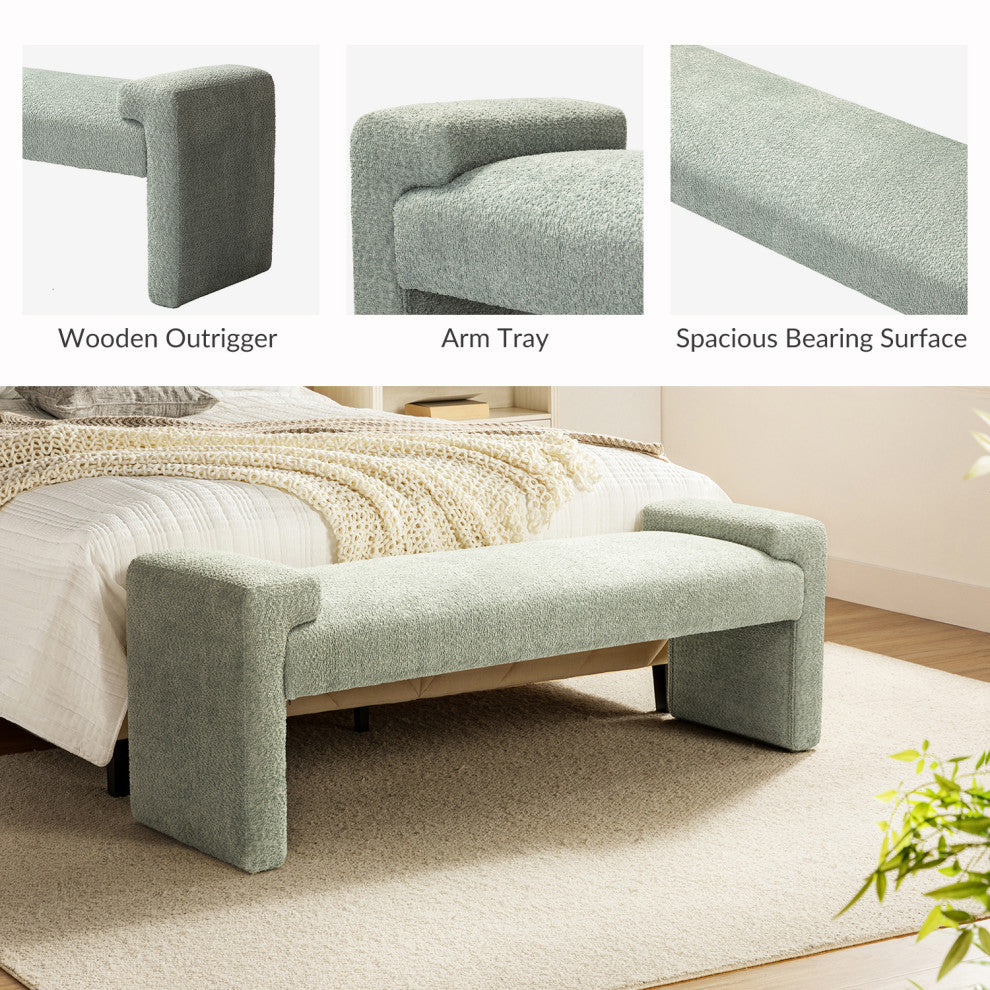 Severin Upholstered Bench, Sage