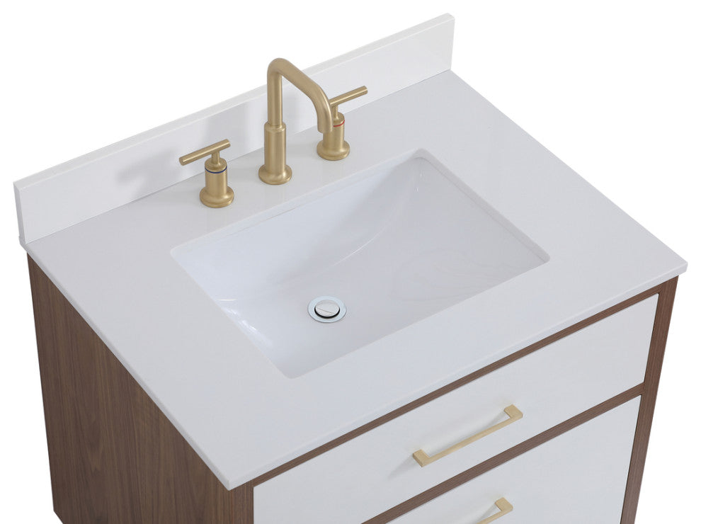 Bella 30" Bathroom Vanity, White With Backsplash