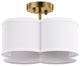 13 Inch 4-Light Semi-Flush Mount Off-White Fabric Drum Shade Ceiling Light