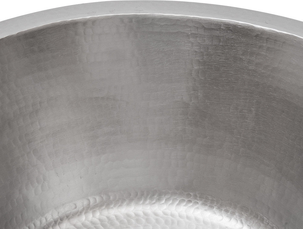 16" Round Hammered Copper Prep Sink in Nickel With 3.5" Drain Opening