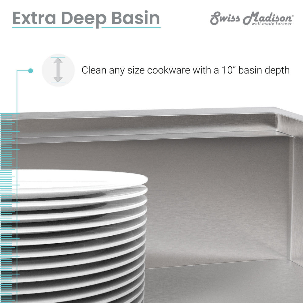 Rivage 22x19" Single Basin Undermount Kitchen Workstation Sink