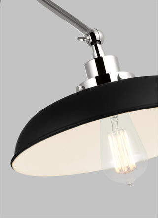 Wellfleet Double Arm Wide Task Sconce, Midnight Black and Polished Nickel