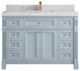 Paris 48" Single Sink Bathroom Vanity, Blue Heather 2" Calacatta Sienna