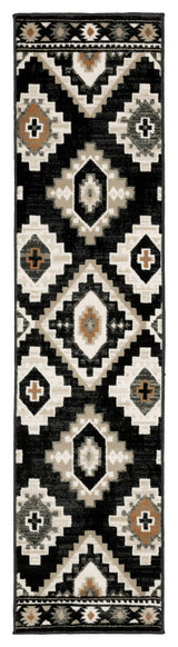 Garson Southwest Diamonds Area Rug, Charcoal, 1'10"x7'6"