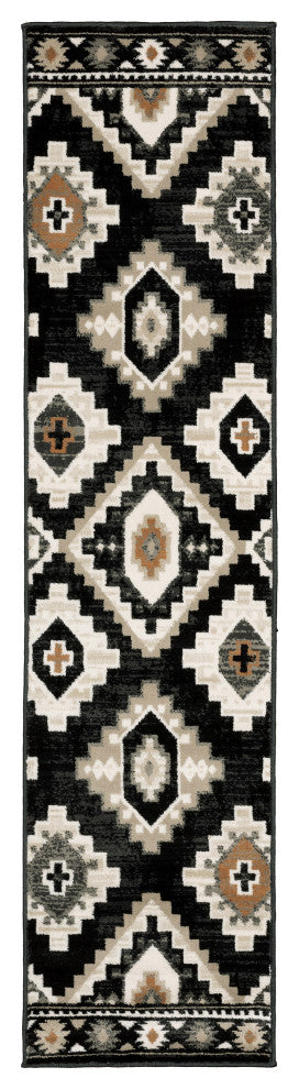Garson Southwest Diamonds Area Rug, Charcoal, 1'10"x7'6"