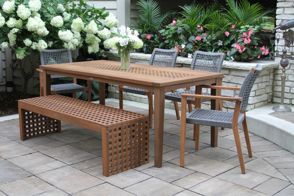 6-Piece Checkerboard Dining Set With Rope Chairs