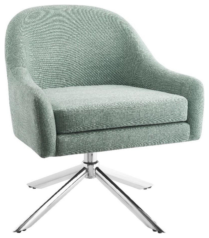 Linon London Capri Upholstered Steel Leg Swivel Accent Chair in Seafoam Green