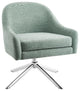 Linon London Capri Upholstered Steel Leg Swivel Accent Chair in Seafoam Green