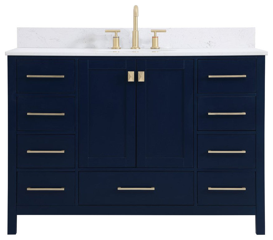 Iris 48" Single Bathroom Vanity, Blue With Backsplash