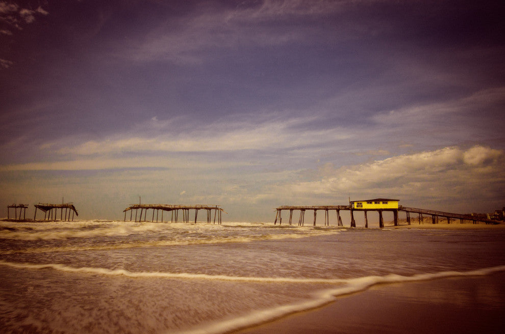 Aged View of Frisco Pier Coastal Framed Photo Paper Print, Red Oak, 8" X 10"