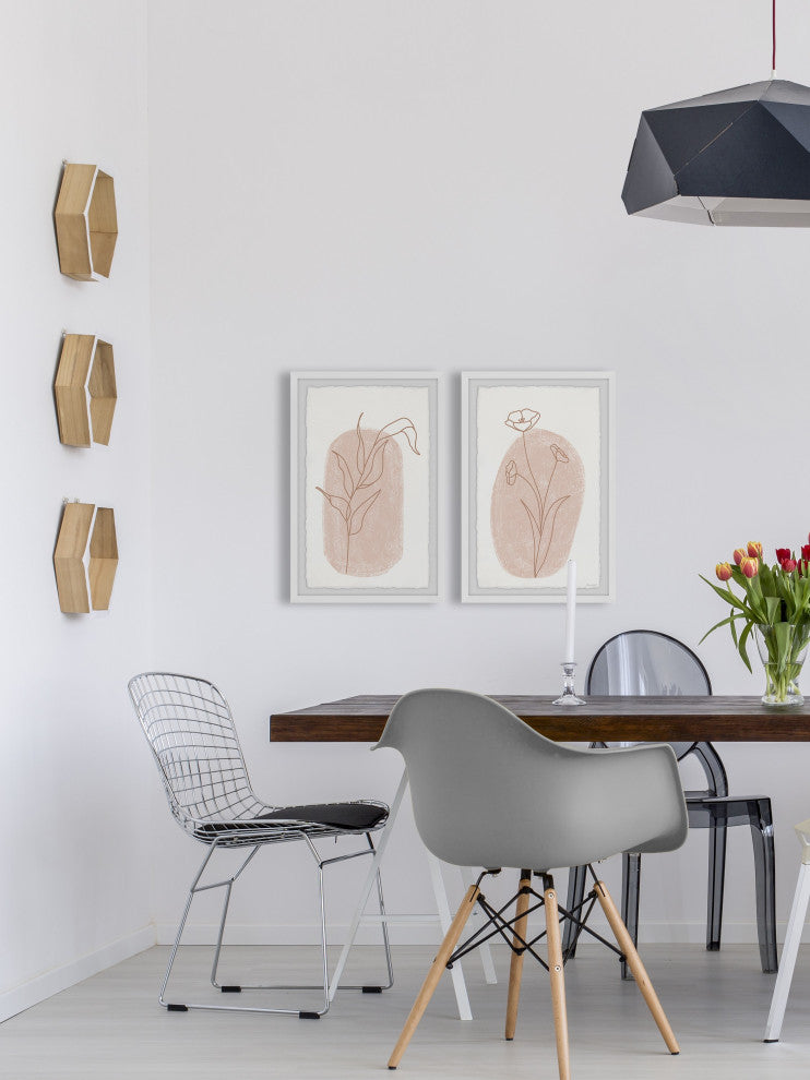 Poppy Brown Lines Diptych, 2-Piece Set, 24x36 Panels