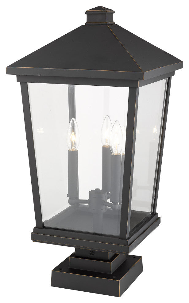 Z-Lite 3 Light Outdoor Pier Mounted Fixture Oil Rubbed Bronze 568PHXLS-SQPM-ORB
