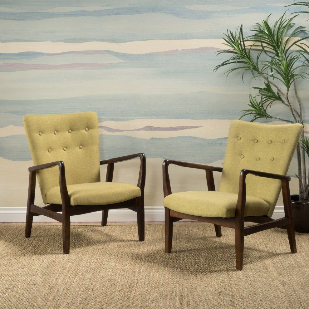GDF Studio Suffolk French Style Fabric Arm Chairs, Wasabi, Set of 2
