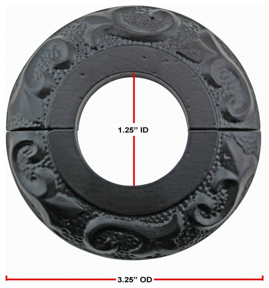 3 Radiator Flanges Black Aluminum Escutcheon 1 1/4 inches' ID Pack of 3