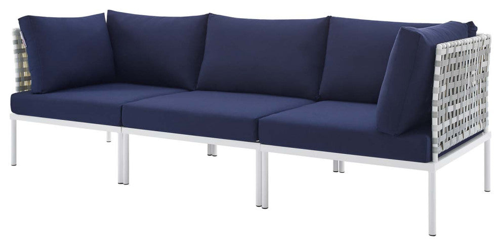 Lounge Sofa, Sunbrella, Aluminum, Metal, Blue Navy, Modern, Outdoor Patio Cafe