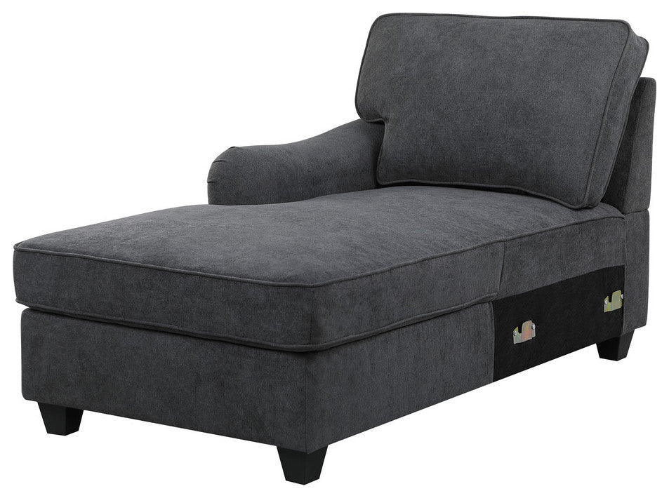 Lilola Home Leo Dark Gray Woven Double Chaise 4-Piece Modular Sectional Sofa