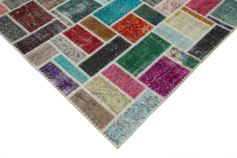 Rug N Carpet - Handwoven Turkish 8' 8" x 11' 9" Contemporary Patchwork Area Rug